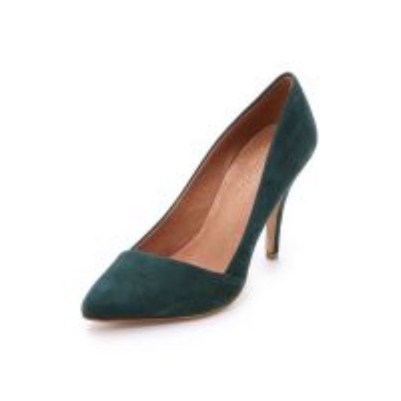 Madewell The Mira Suede Point Toe Heels in Green Size 6 - Picture 1 of 10